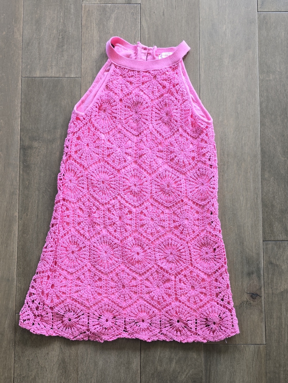 Design History Pink Crochet Halter Dress for Girls